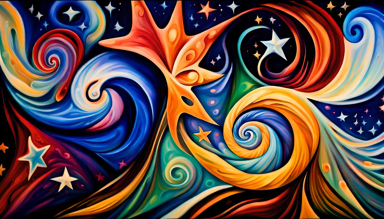 Cosmic Star Cluster in Impasto Oil Painting Style