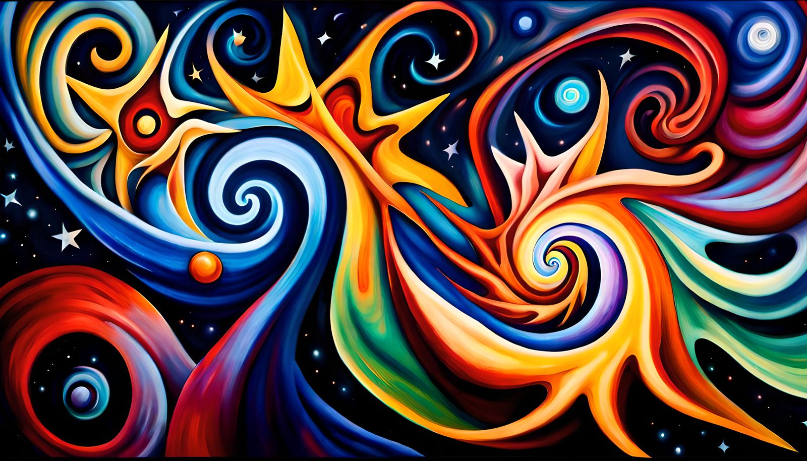 Cosmic Star Dance in Impasto Oil Style