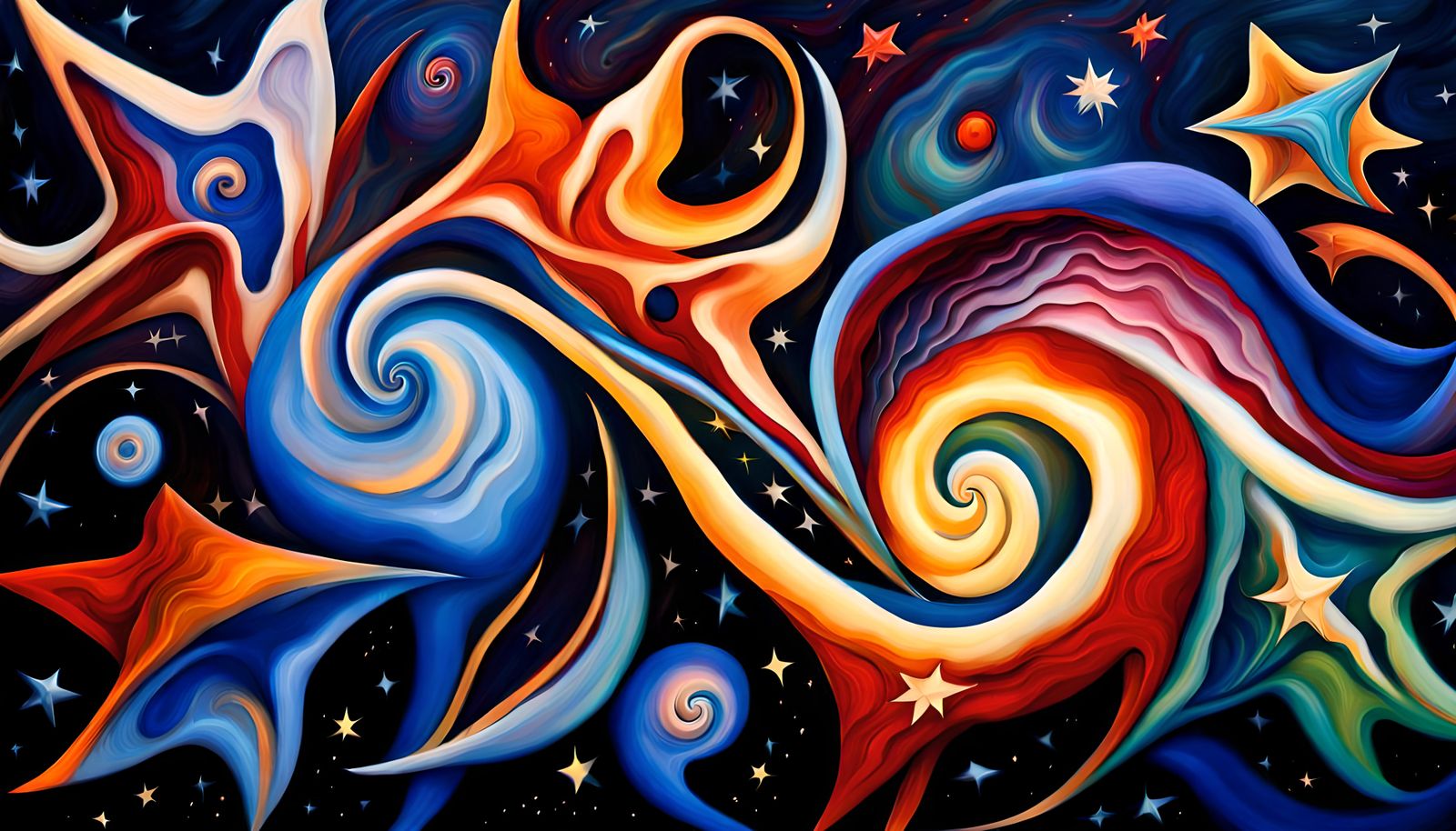 Cosmic Star Dance in Impasto Oil Style