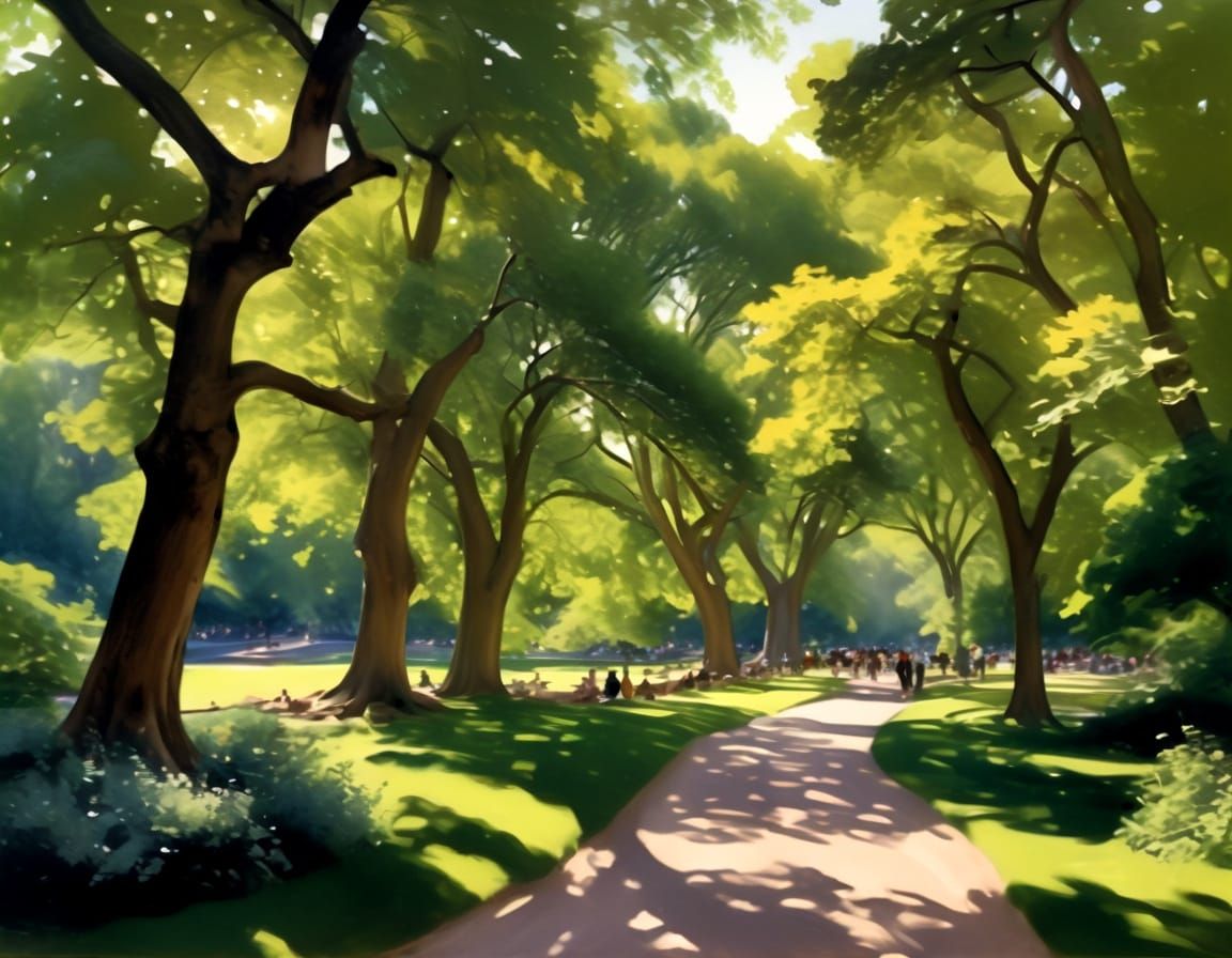 Central Park New York in Photorealistic Oils Style