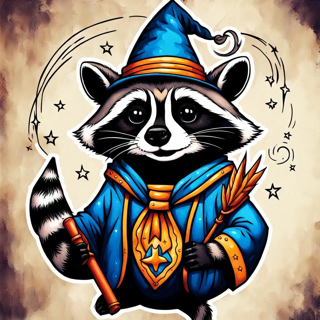 Magical wizard raccoon.