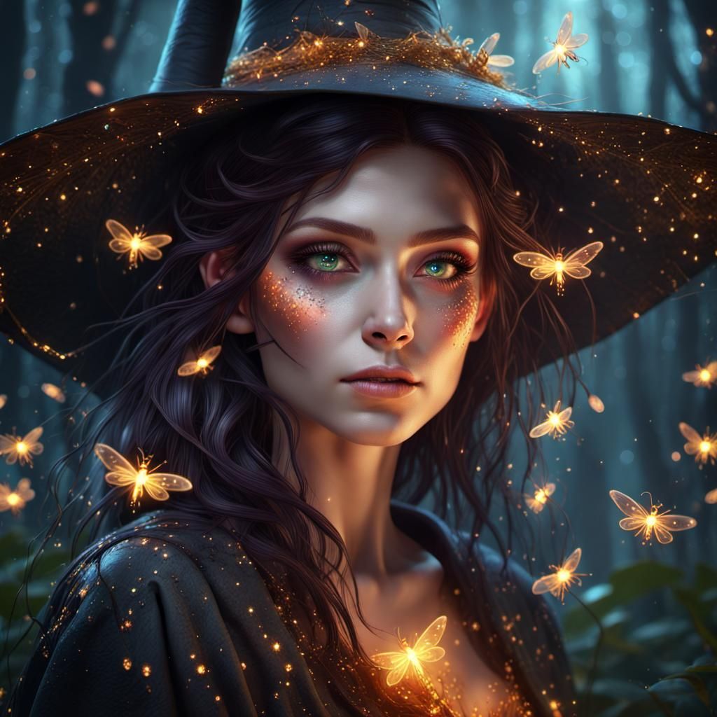 Ethereal Fairy Witch in Magical Firefly Light
