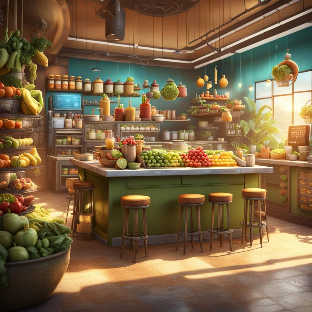 Nutrition Center with Smoothie Bar in Matte Painting