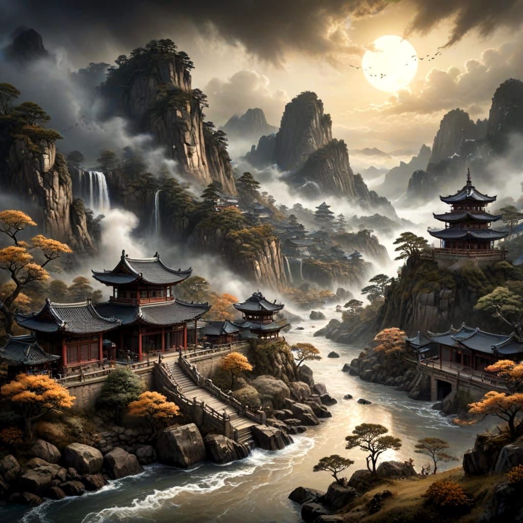 Epic Korean Ink Wash Digital Painting