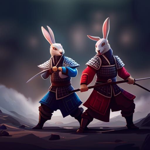 Samurai Rabbits Clash in Fantasycore Battle