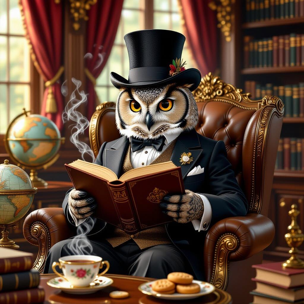 Distinguished Owl Reads in Grand Library