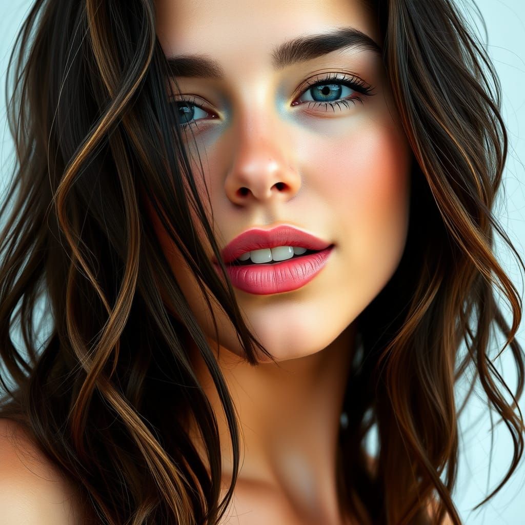 Stunning Woman in Bikini with Vibrant Color Palette