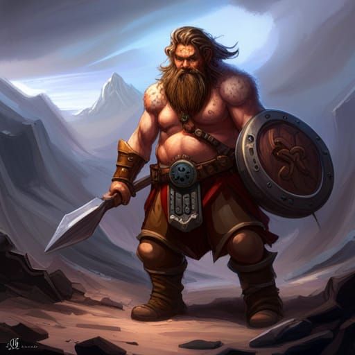 Mountain Dwarf Barbarian in Dark Fantasy Style