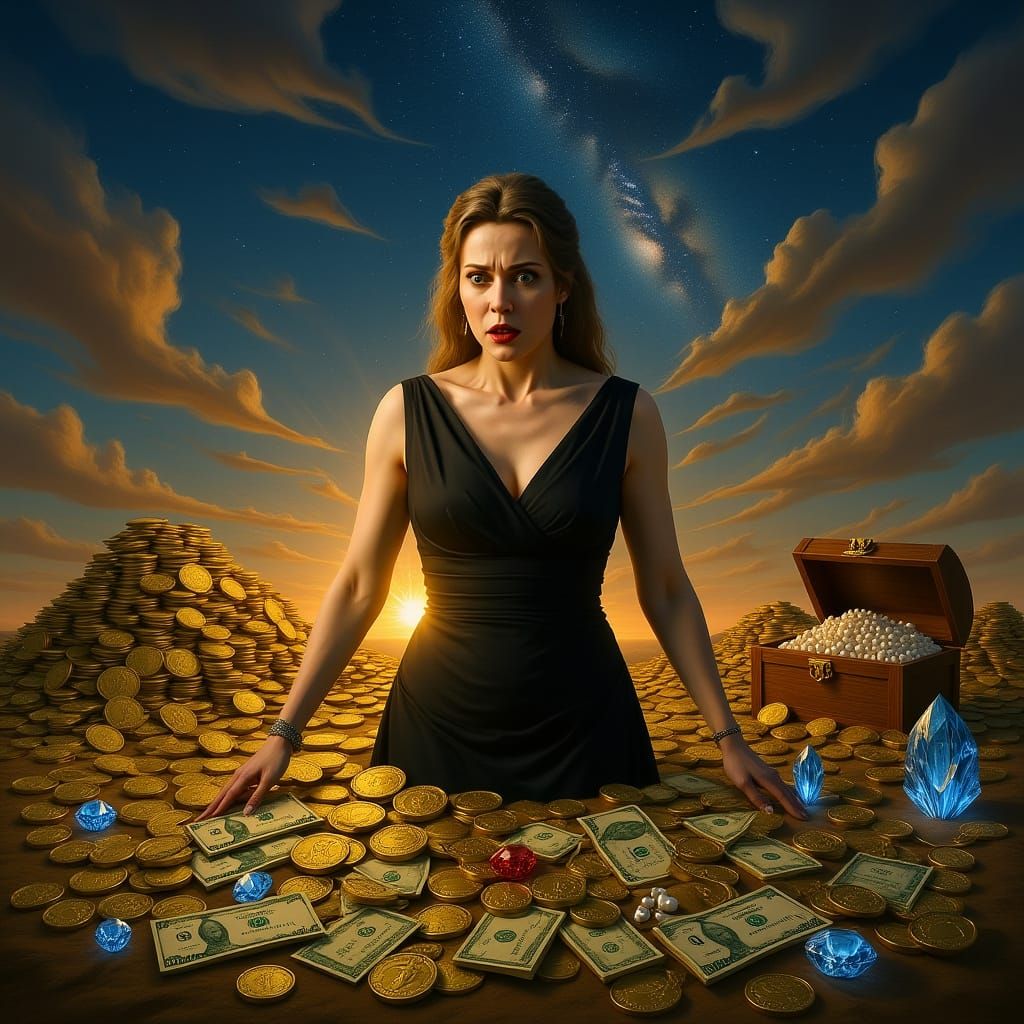 Floating Castle with Ethereal Light and Treasures