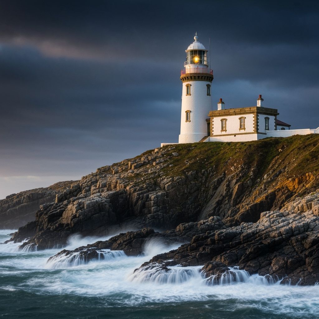 Lighthouse on Rocky Coastline