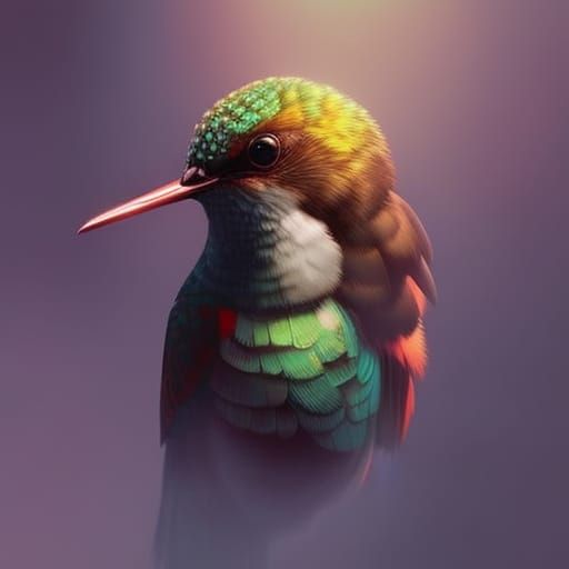 Majestic Hummingbird Portrait in Hyperdetailed Realism
