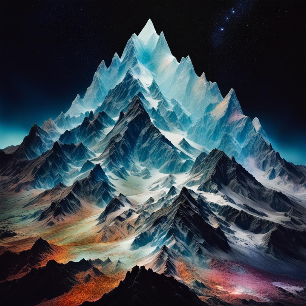 Crystalline Cosmic Mountain Portrait in Space