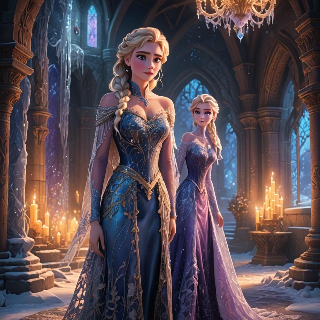 Elsa and Anna in Lace: A Frozen Castle Concept
