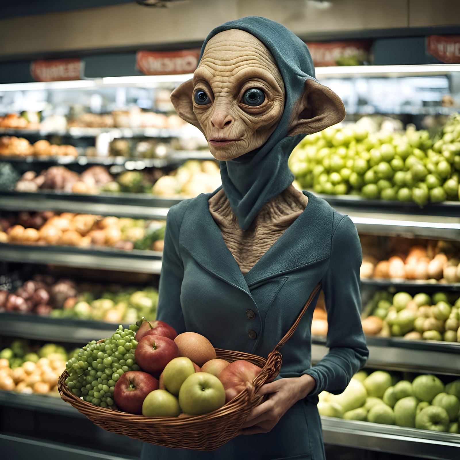 Happy Shoppers Discovering Bizarre Foods