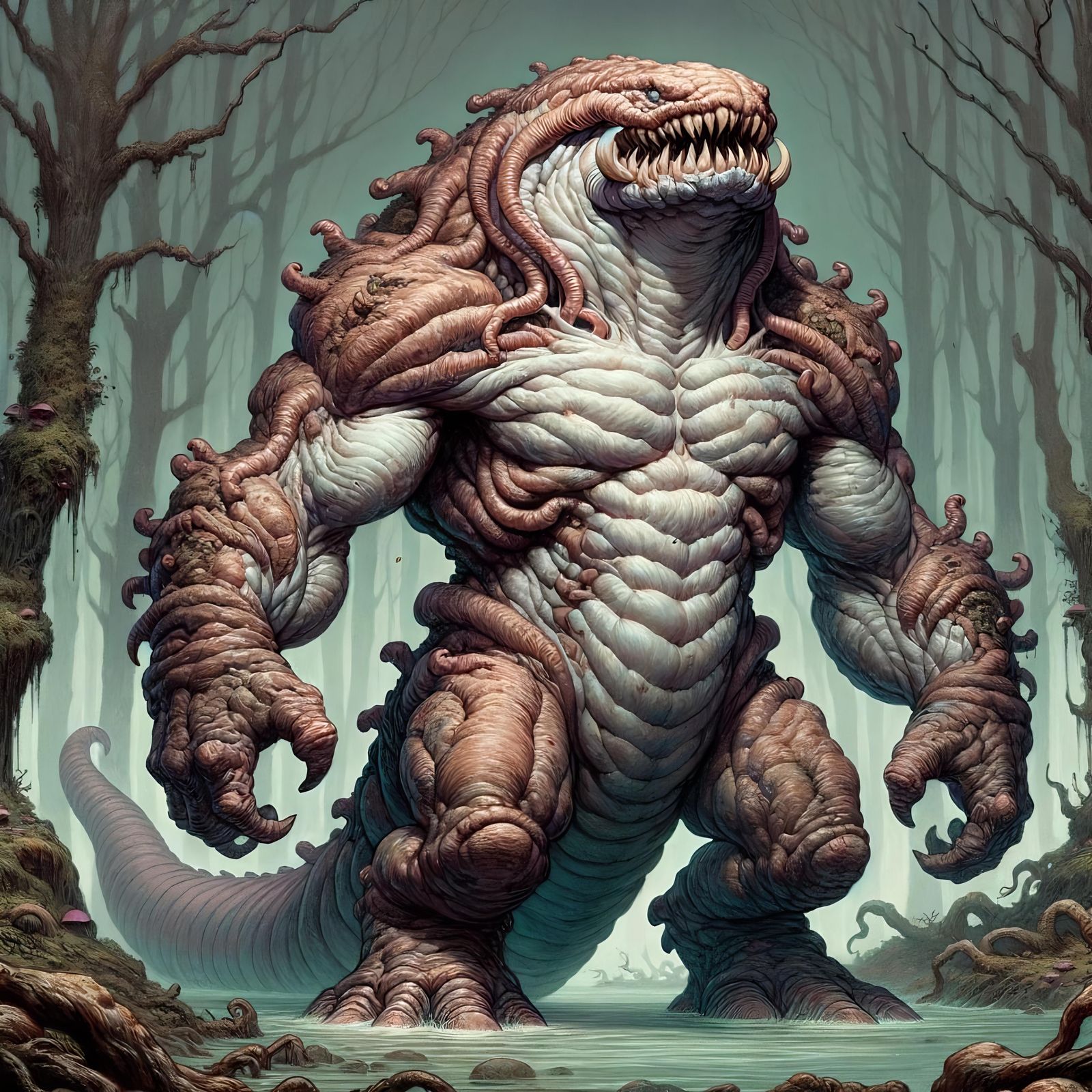 Fantasy Beast Warrior in Eerie Forest