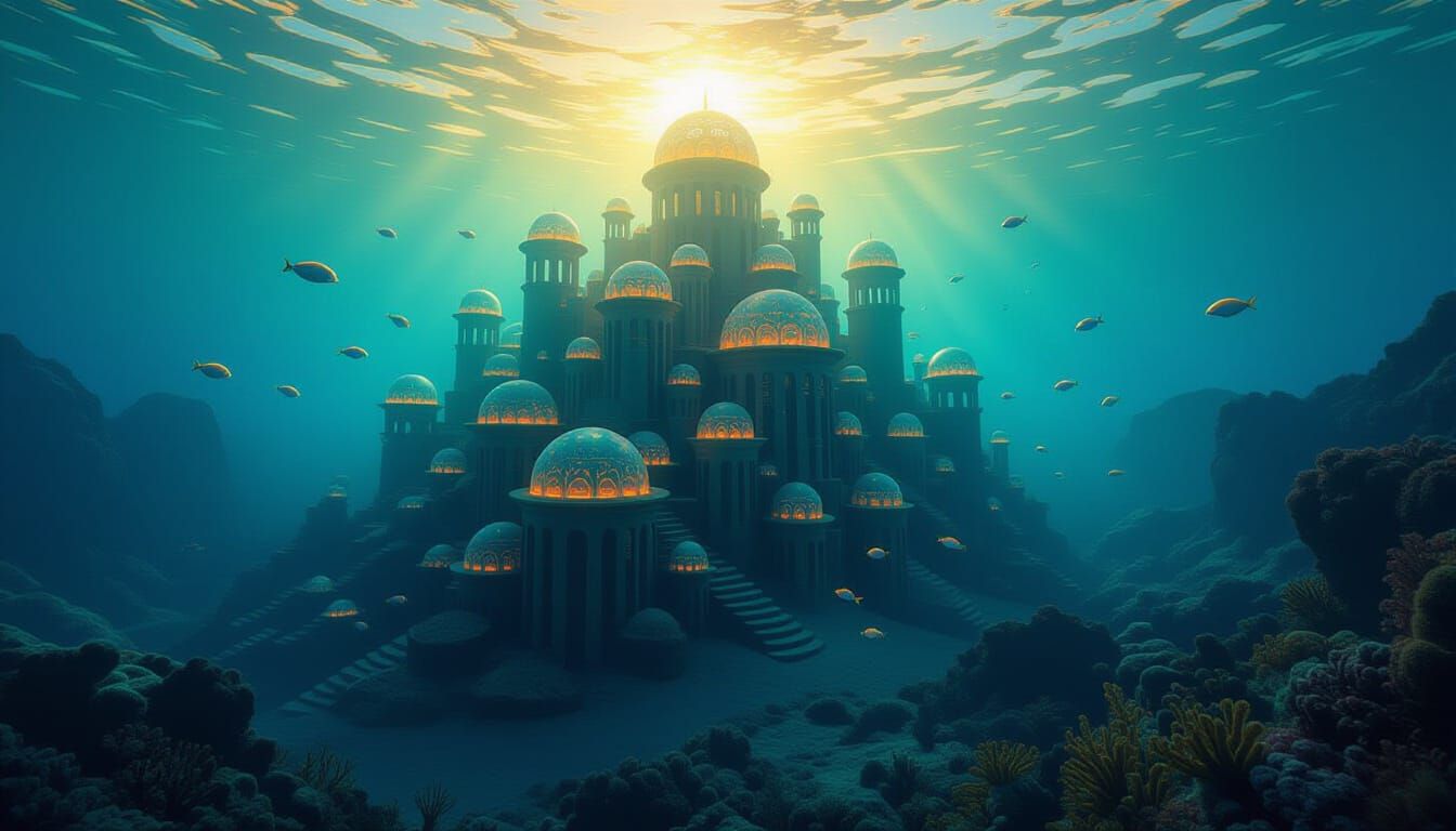 Glowing Coral Citadel Rises from Neon Currents