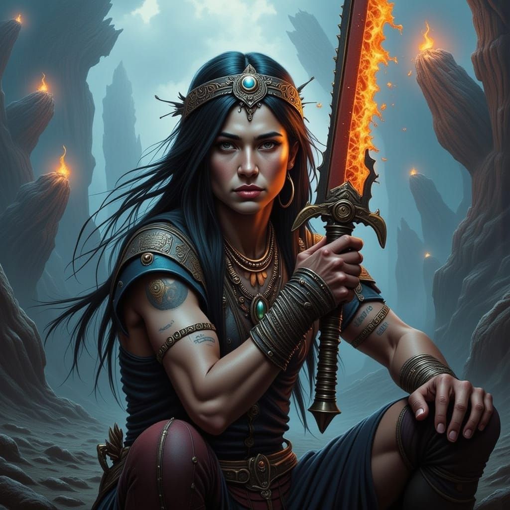 Native American Horse in Abstract Digital Art