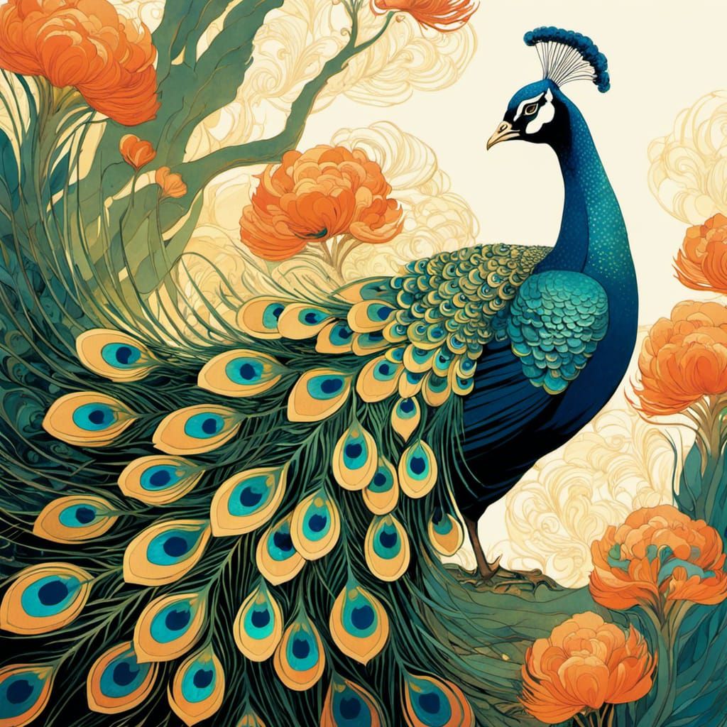 Majestic Peacock Illustration