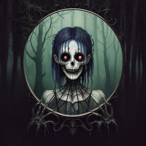 Macabre Monster in Broken Mirror: Glitch Art