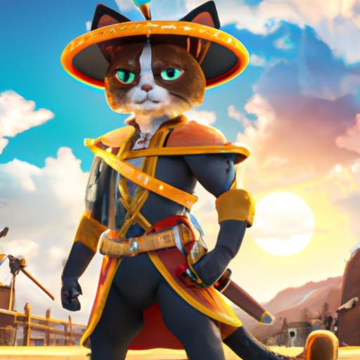 Cat as Matador in Studio Ghibli Anime Style