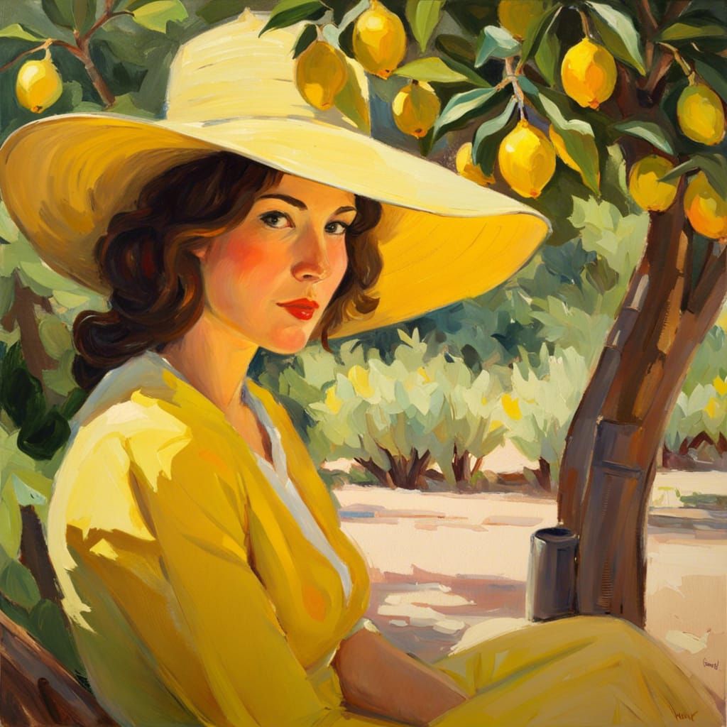 Portrait under lemon tree