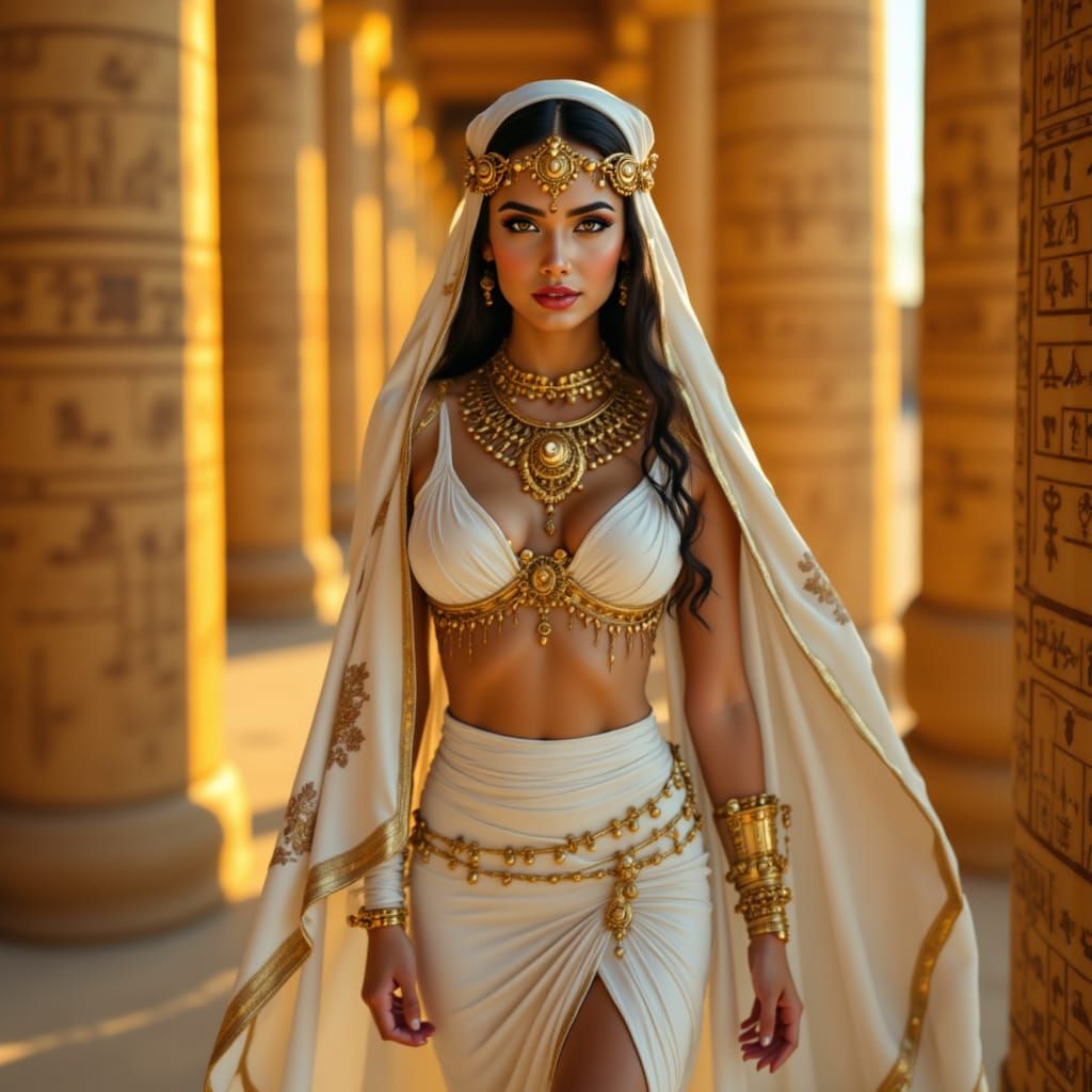 Egyptian Goddess in Traditional Attire