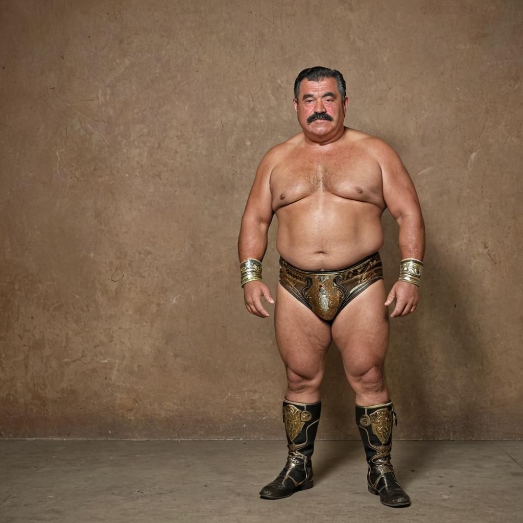 Victorious Chubby Mexican Wrestler in Bronze