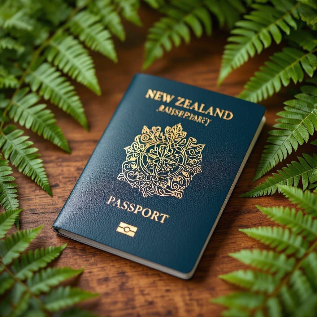 Maori-Inspired New Zealand Passport Still Life