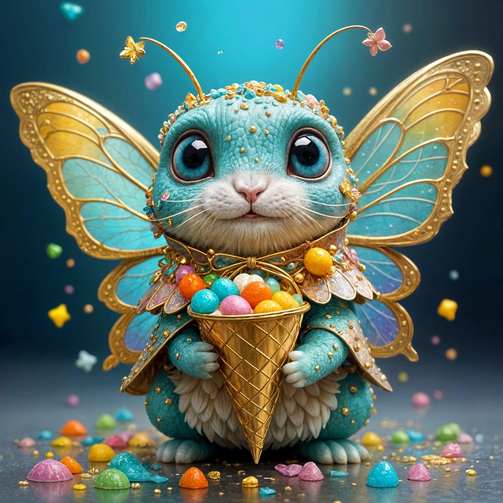 Mythical Reptile Butterfly with Rainbow Colored Wings