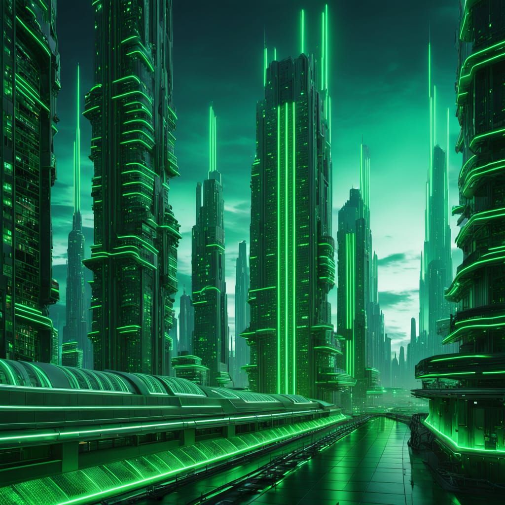 Futuristic Metropolis of Cloudware Servers in Cinematic Hype...