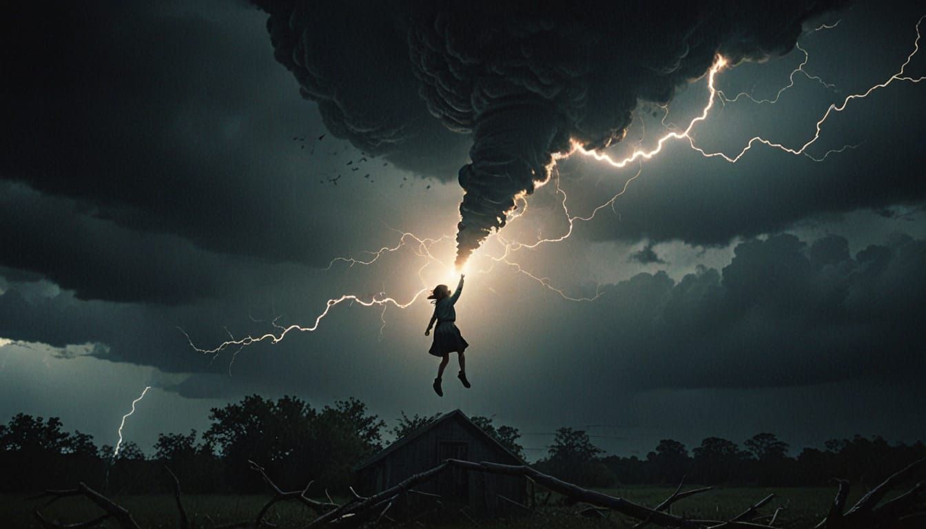 Girl and Tornado: Cinematic Fantasy Scene