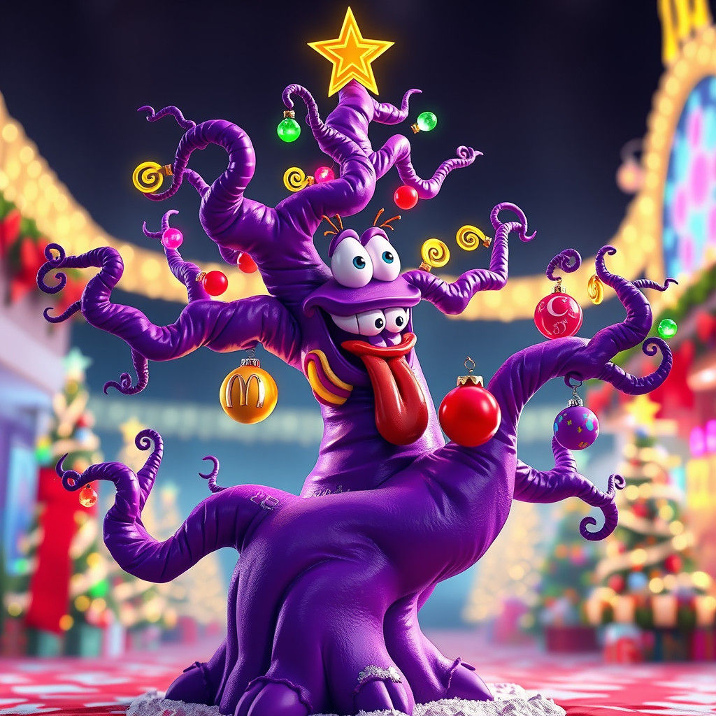 Grimace Christmas Tree: A Digital 3D Rendering