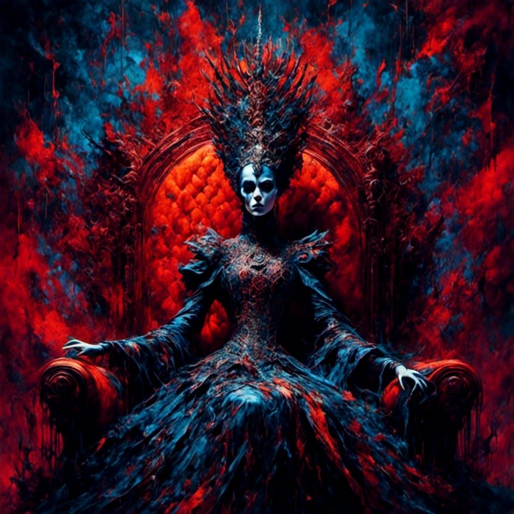 Psychedelic Queen on Space Throne in Graffiti Style