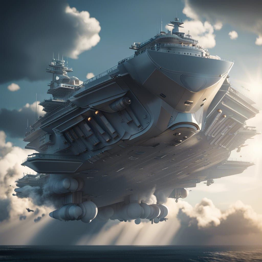 Flying Cloud Aircraft Carrier: Hyperdetailed Concept Art