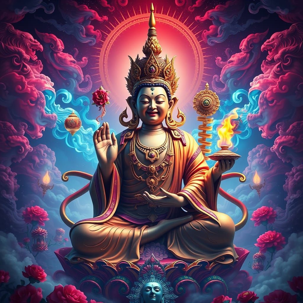 Ksitigarbha Bodhisattva Roaring with Divine Energy