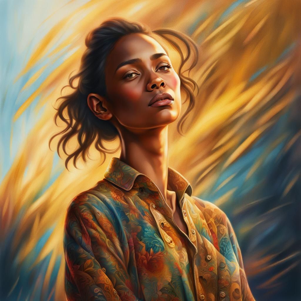 Inviting Portrait with Tattoos in Hyperrealistic Style