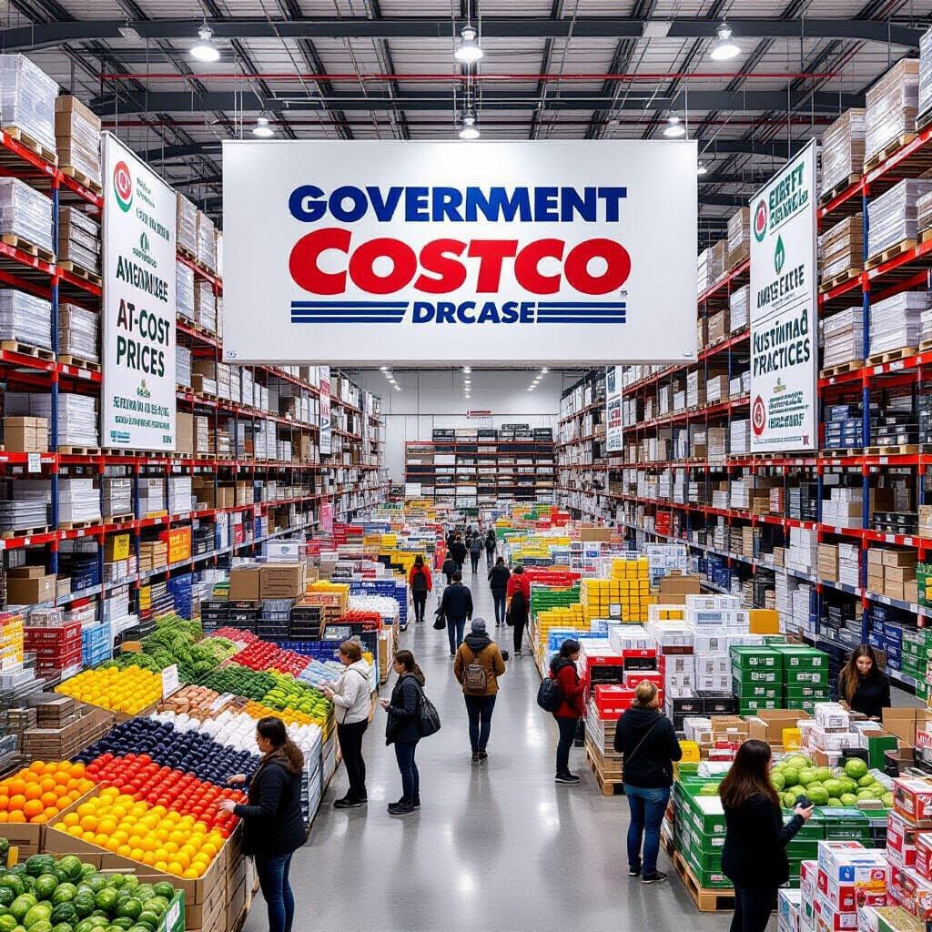 Government Costco: Futuristic Warehouse of Bulk Goods