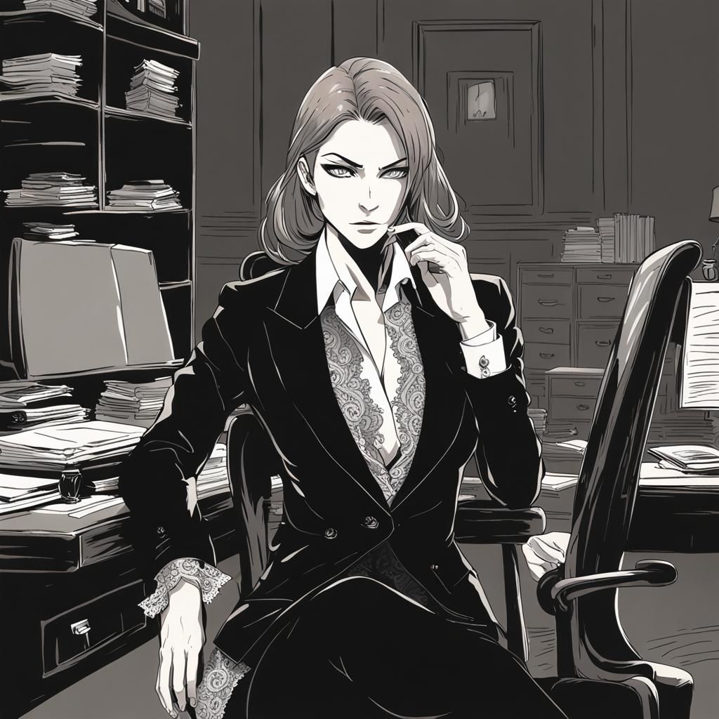 Anime Style Female Mafia Boss Portrait