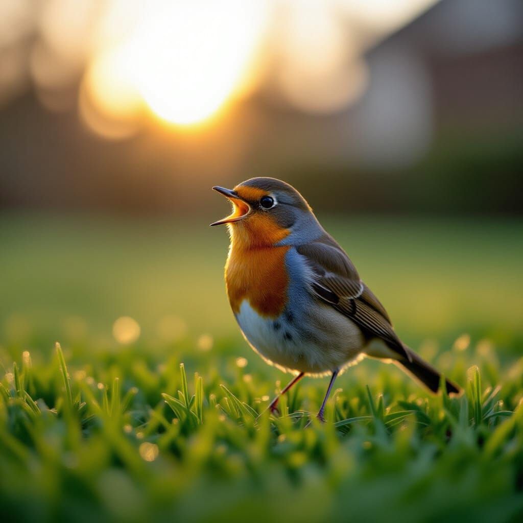 Robin Sings on Front Lawn, Cinematic Film Still