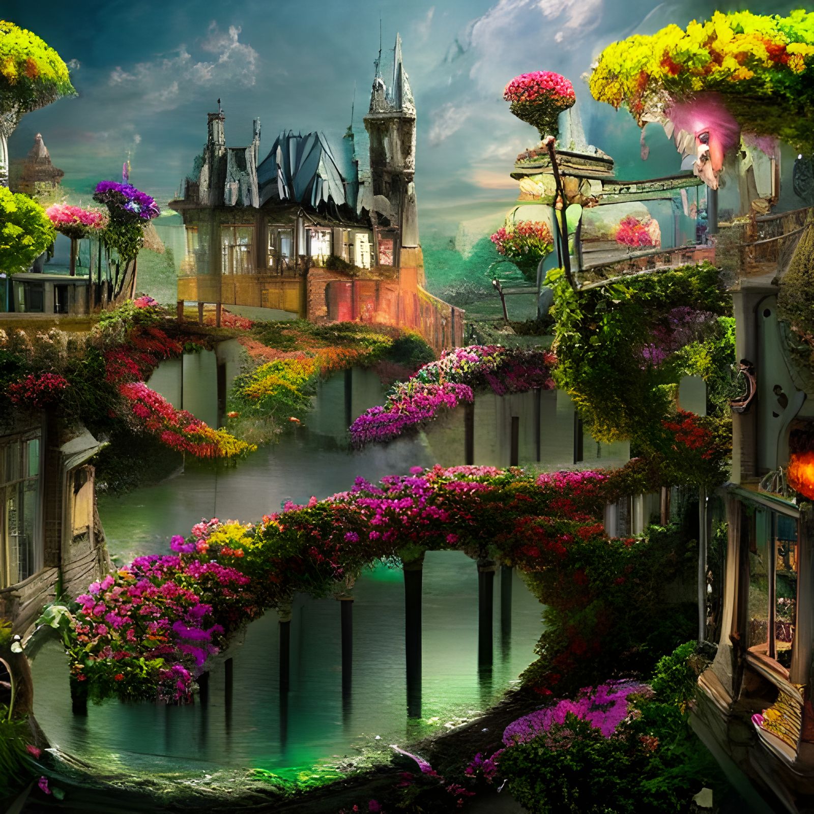 Detailed Matte Painting of a Glass Flower