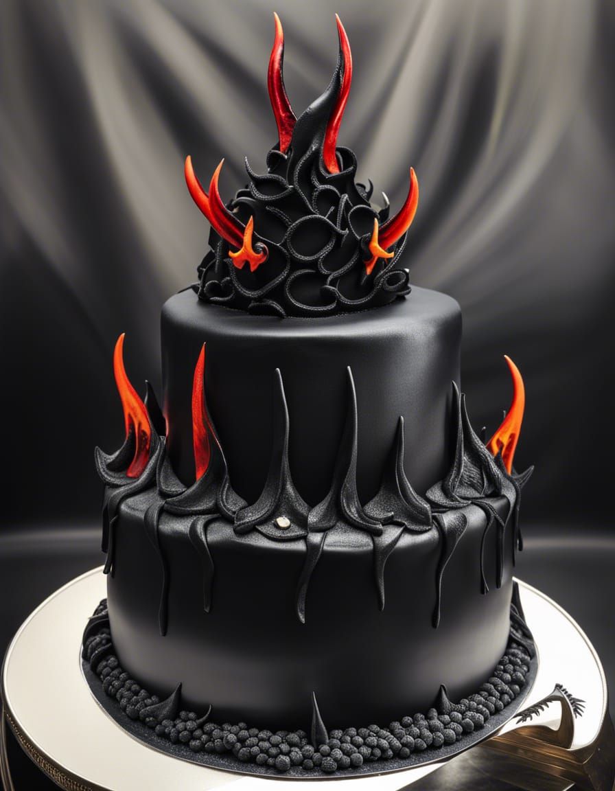 Intricate Devil's Food Cake with Sugar Flames