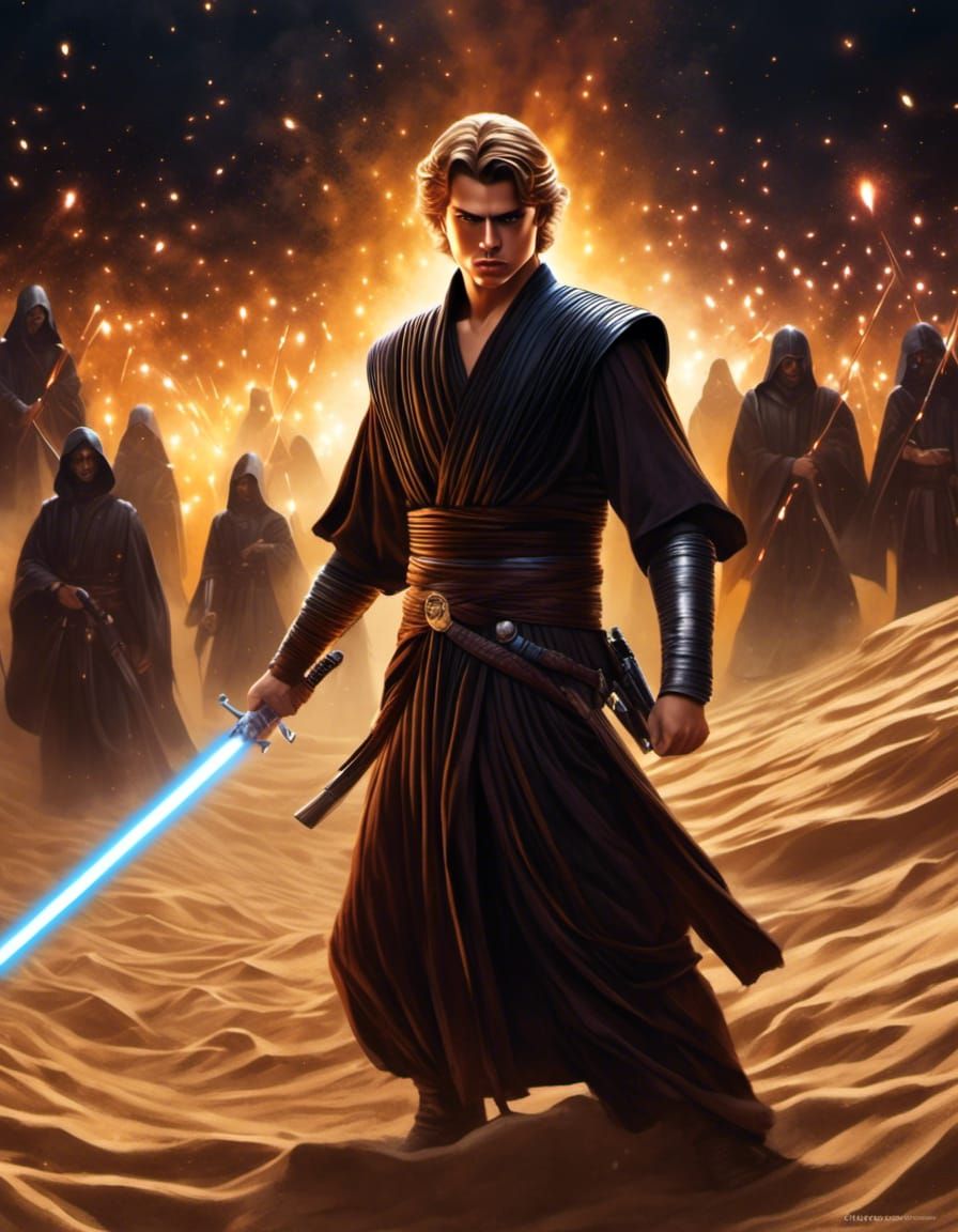 Angry Anakin Skywalker in Sandy Fantasy Style