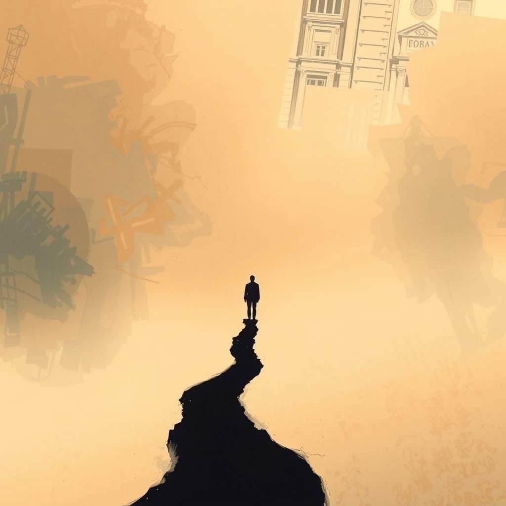 Bold Black Line in Abstract Hazy Distance