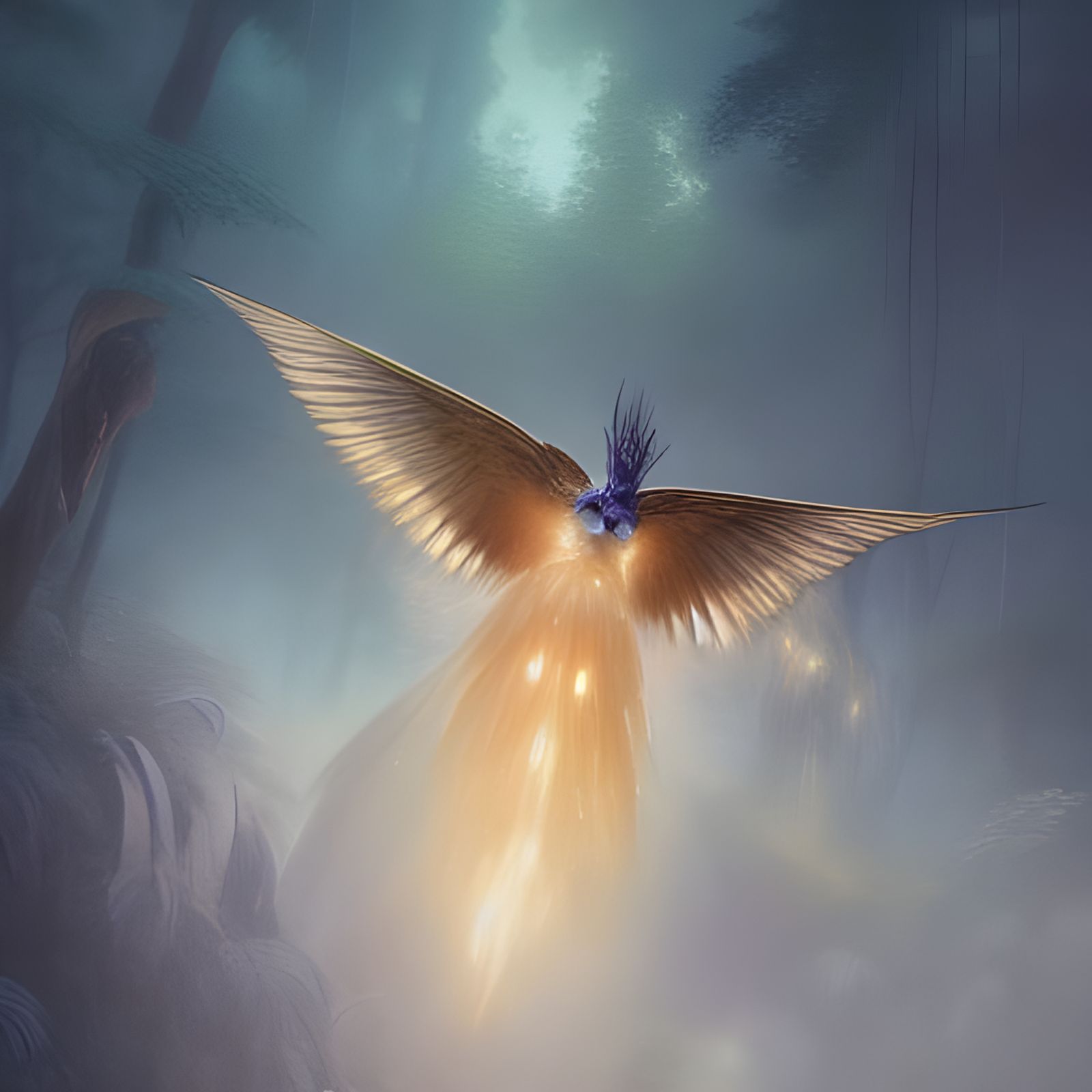 Imaginary portrait of Elephant Bird, ethereal Epiornis of Madagascar, that is a spirit, they are thought to have become ...