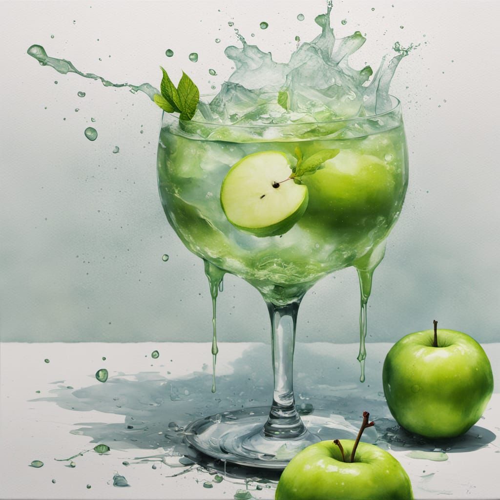 Surreal Cyberpunk Rose Gin Fizz Painting