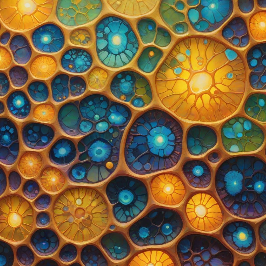 Impressionist Sarcolemma Cells Under Microscope as Oil Paint...