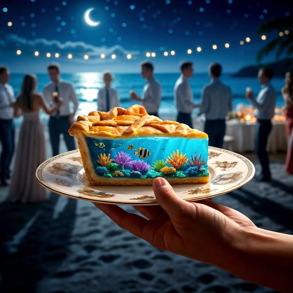 Underwater World Pie Slice at Beach Wedding