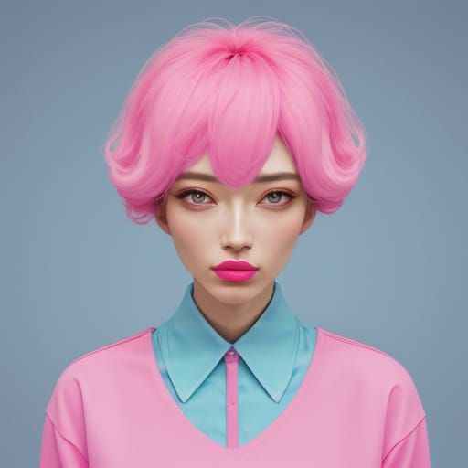 Vibrant Bubblegum Landscape in Pastel Colors