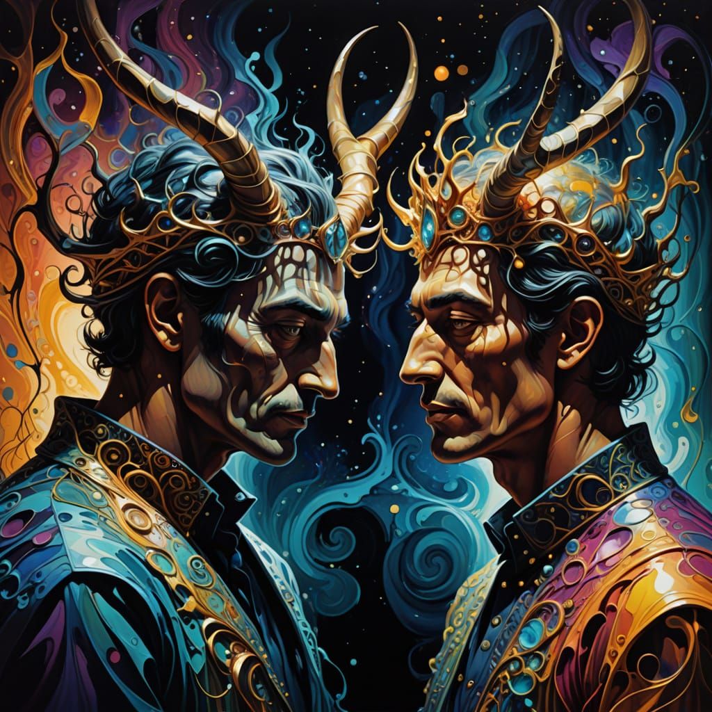 Ethereal King and Lover Entwined in Vibrant Dreamscape