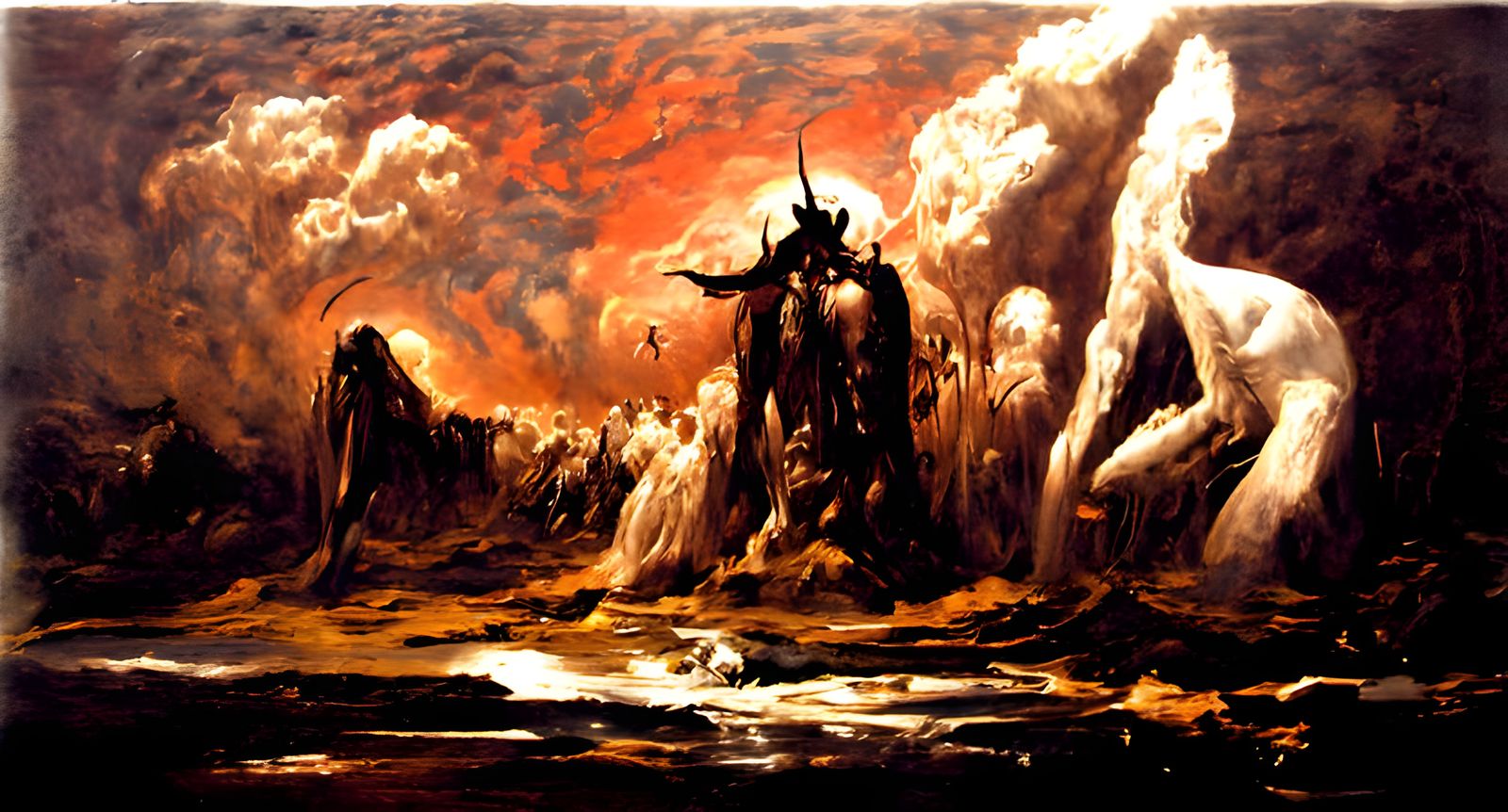 Sinister Lucifer Sculpture at Hell's Entrance